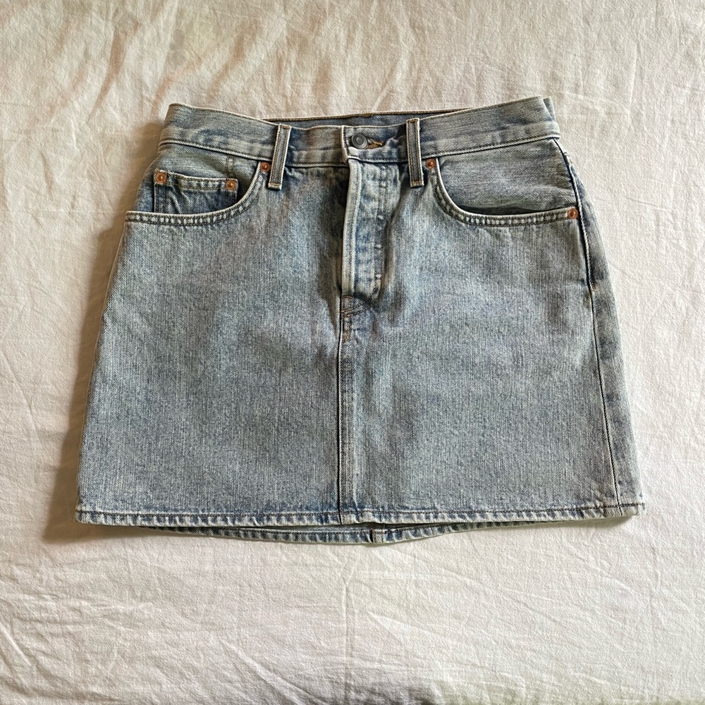 WARDROBE.NYC Denim Mini Skirt - Light Wash, 28